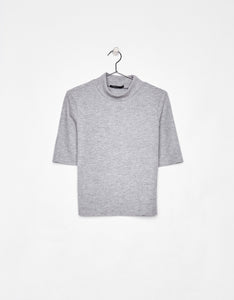 Ecologically grown cotton T-shirt with high neck