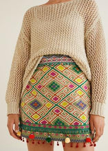 Load image into Gallery viewer, Pom poms embroidered skirt