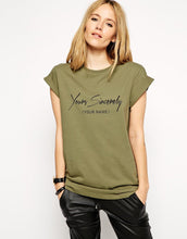 Load image into Gallery viewer, Boyfriend T-shirt with Yours Sincerley Print